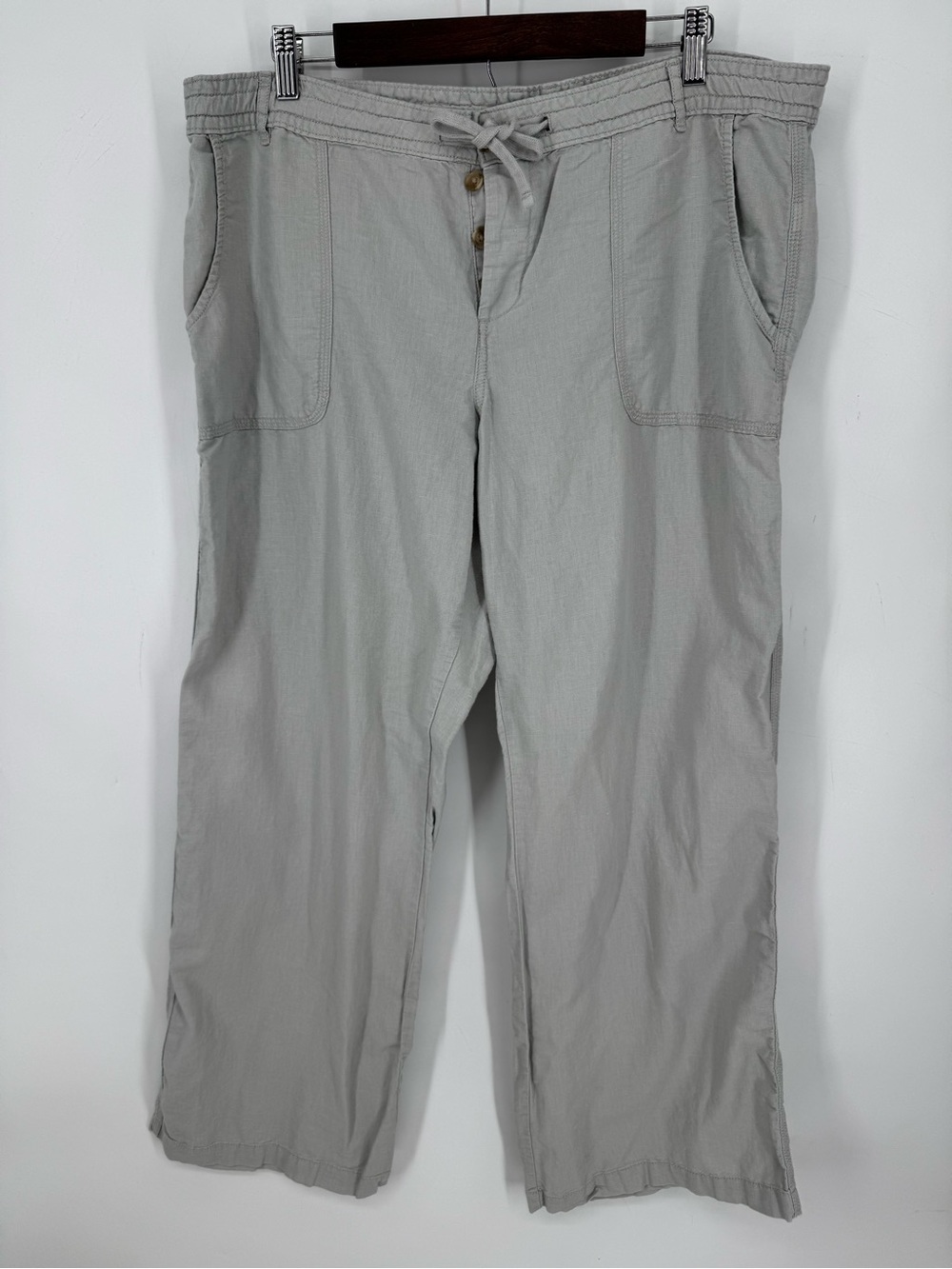 Gap Women's Gray Linen Cotton Wide Leg Pants Breathable Neutral Plus Size 18